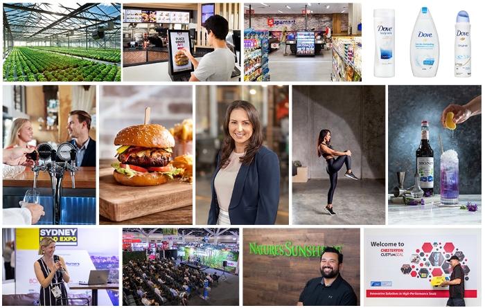 Commercial photography sydney banner showing different types of commercial photos such as commercial headshots, commercial product photography, lifestyle, events, advertising photography.