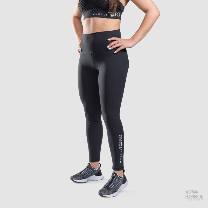 Clothing photography on a white background. Lady model wearing leggings.