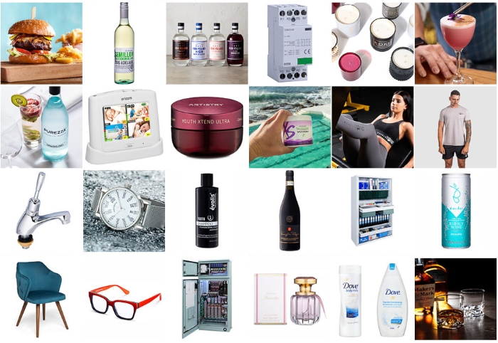 Newcastle product photography banner showing various products such as jewellery, watches, clothing, glass, wine bottles, furniture, Amazon product photography.