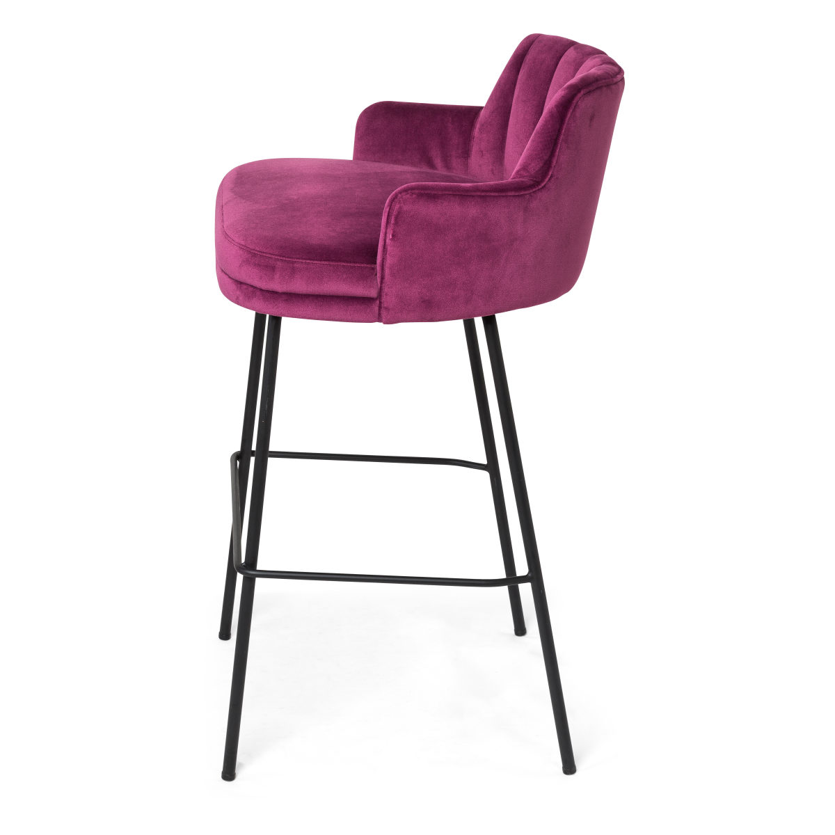 Pink or purple stool photographed on a white background.