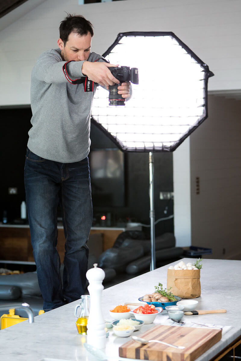 Sydney's best food photographer, Adrian Harrison working on location.